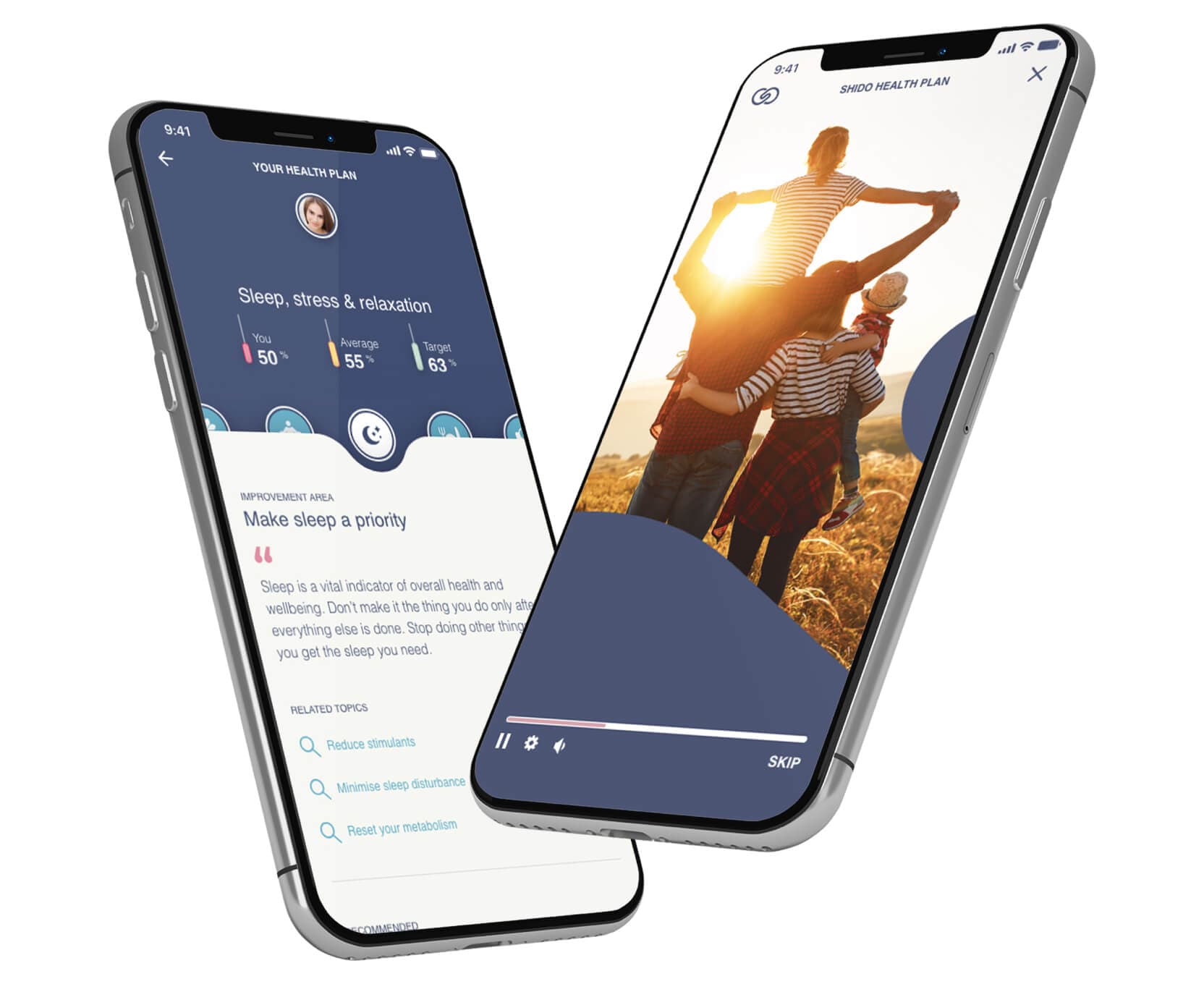 Mobile application with health plan